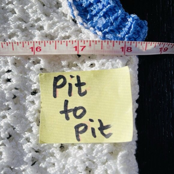 Hand Knitted Vintage Style Sweater Vest Womens Medium Blue White Nautical - Picture 5 of 7